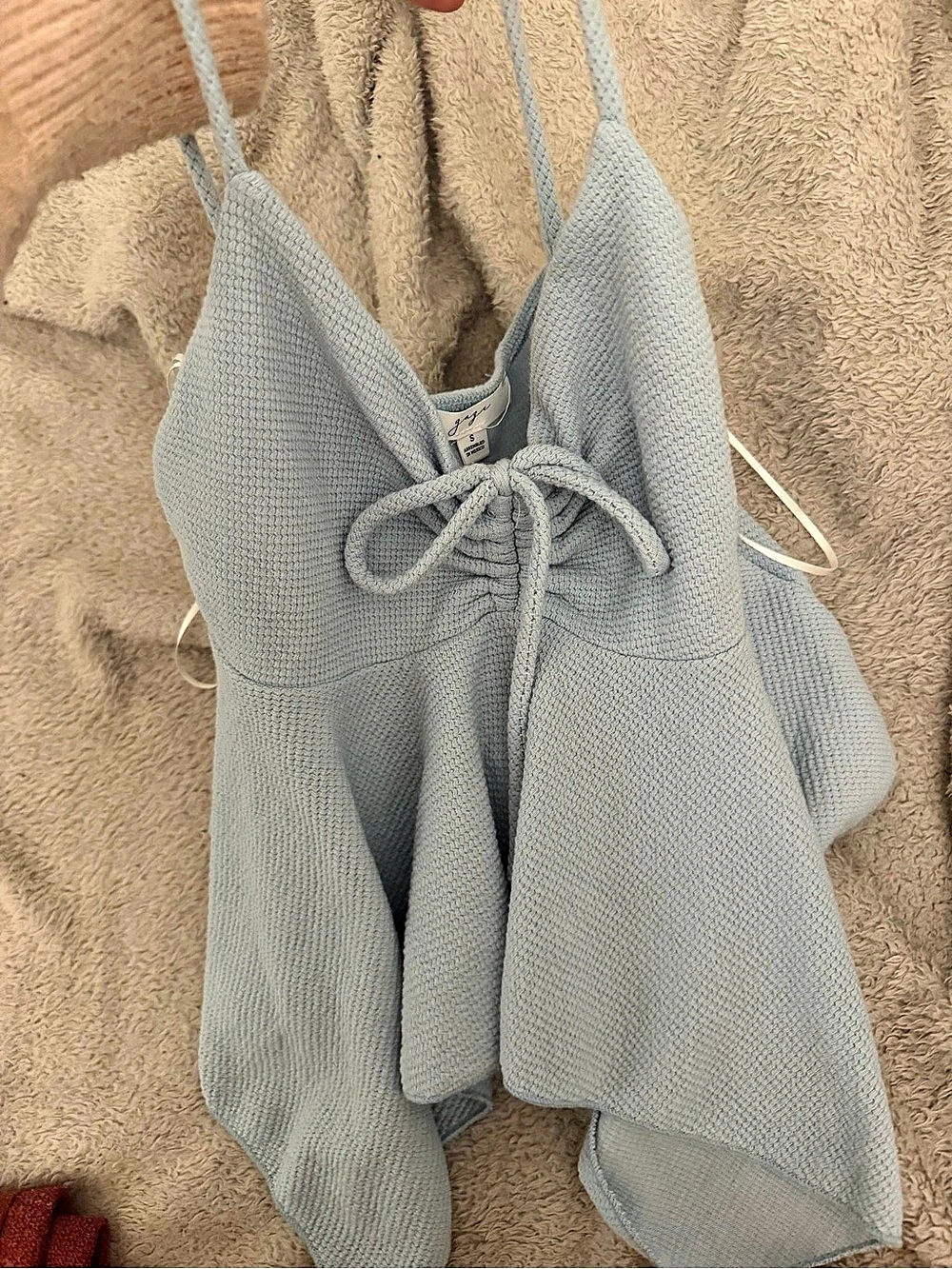 gage Knit Crop Top in Blue Size Small